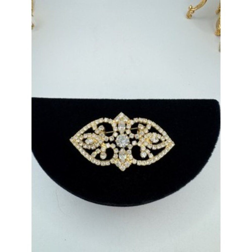 Vintage Gold Tone Rhinestones Brooch Pin Made in Austria